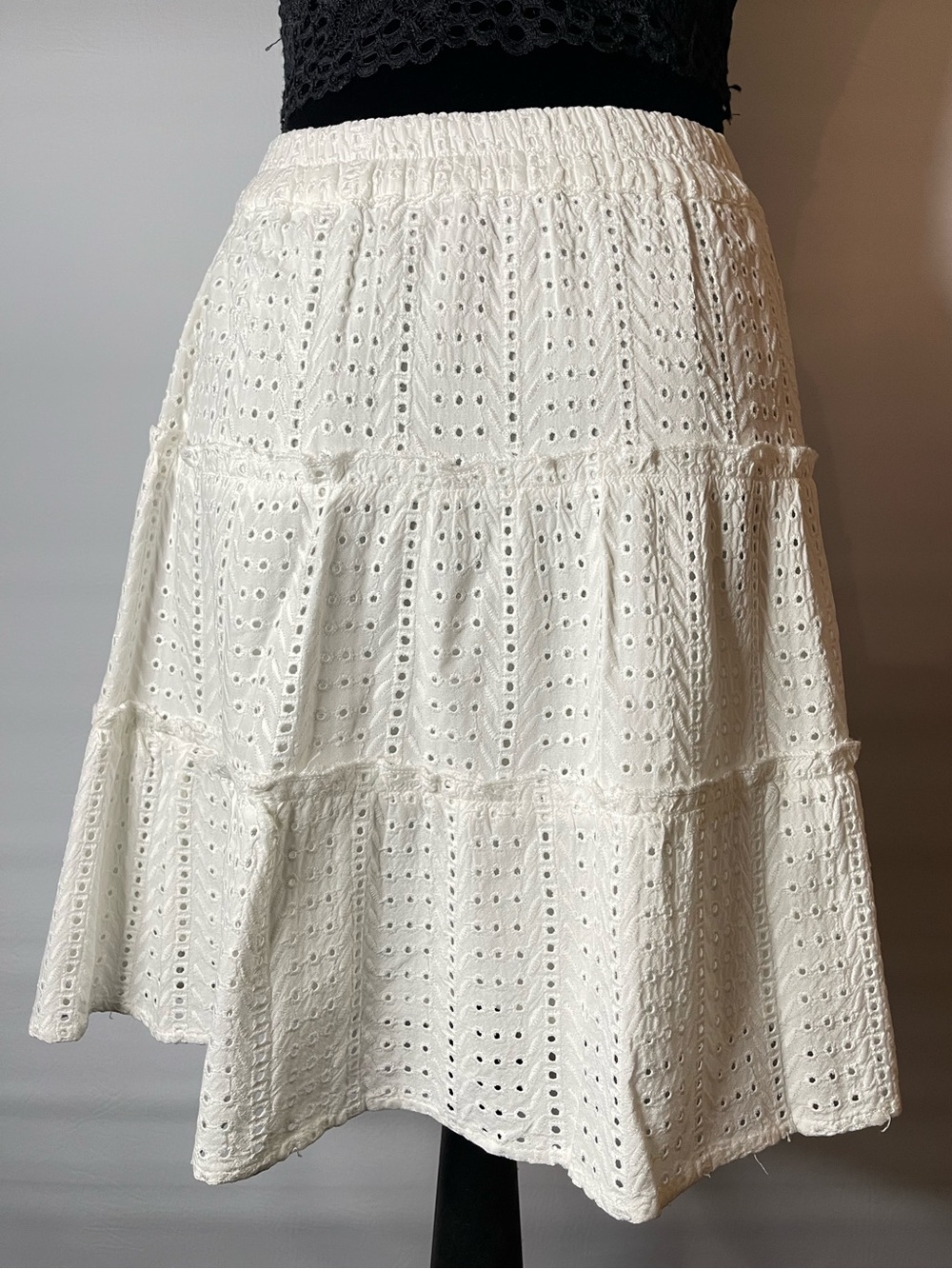 Women's White Eyelet Tiered Skirt